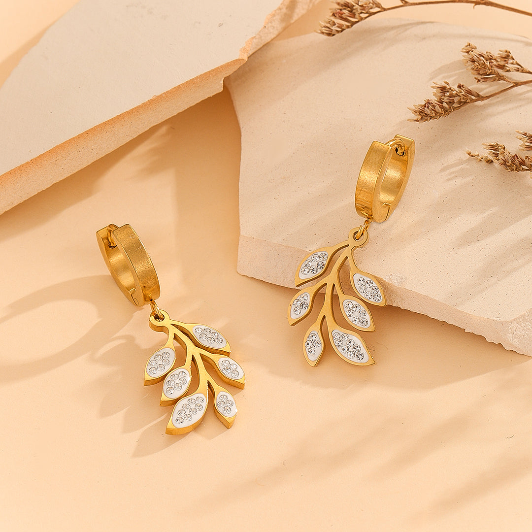 Glimmer Leaves Gold Earrings - Reet Pehal