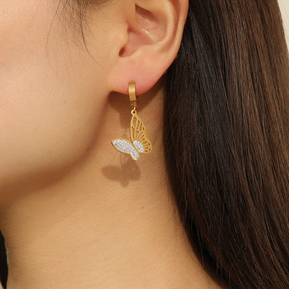 Whimsical Winged Gold Flutter Earrings - Reet Pehal