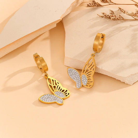 Whimsical Winged Gold Flutter Earrings - Reet Pehal
