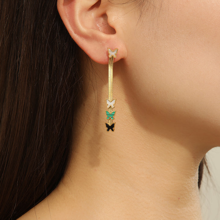 Gorgeous Gold Butterfly Drop Earrings - Reet Pehal