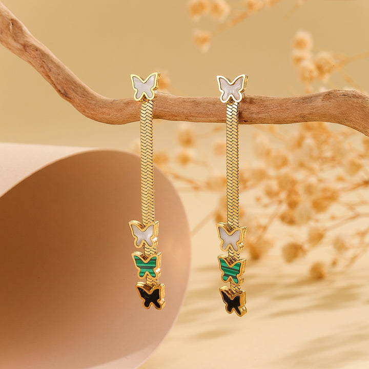 Gorgeous Gold Butterfly Drop Earrings - Reet Pehal