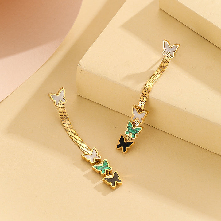 Gorgeous Gold Butterfly Drop Earrings - Reet Pehal