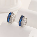 Load image into Gallery viewer, Infinite Glamour Sapphire Baguette Hoops - Reet Pehal
