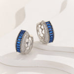 Load image into Gallery viewer, Infinite Glamour Sapphire Baguette Hoops - Reet Pehal
