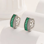 Load image into Gallery viewer, Infinite Glamour Verde Baguette Hoops - Reet Pehal
