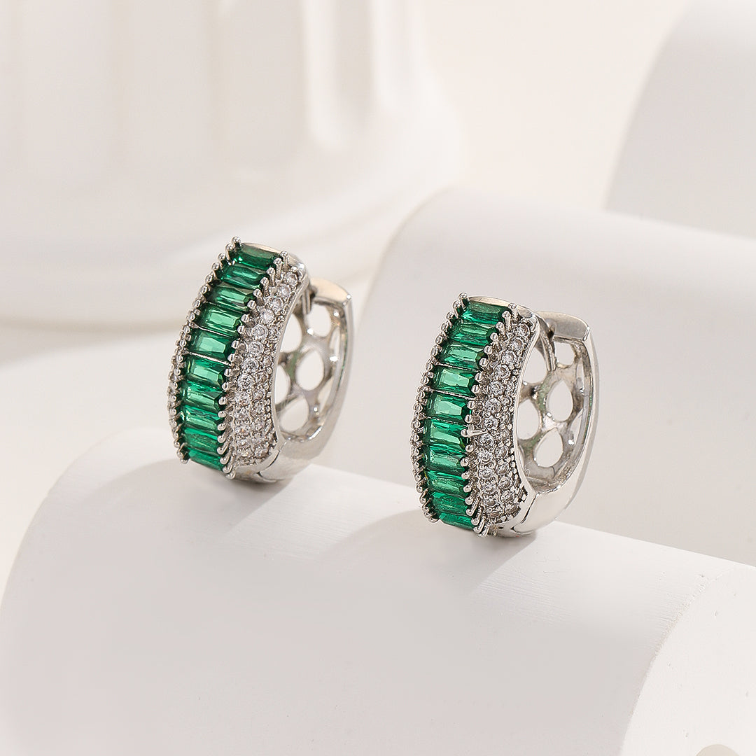 Infinite Glamour Verde Baguette Hoops - Reet Pehal