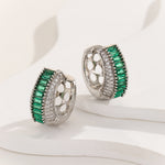 Load image into Gallery viewer, Infinite Glamour Verde Baguette Hoops - Reet Pehal
