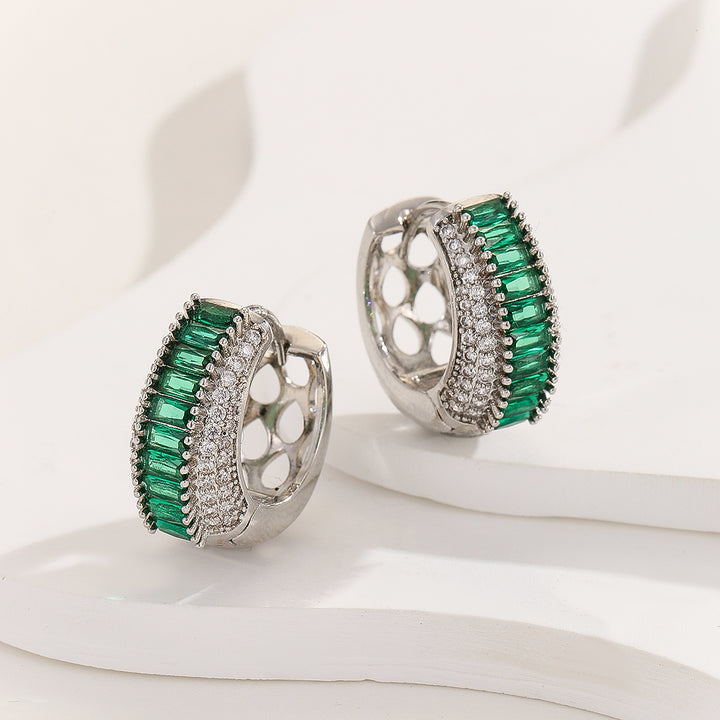 Infinite Glamour Verde Baguette Hoops - Reet Pehal