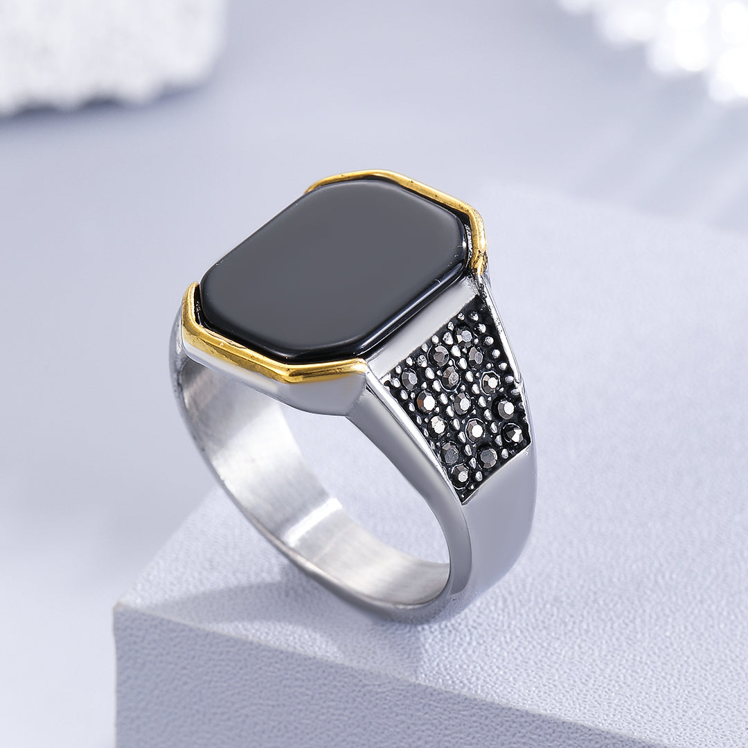 Black Eclipse Octagonal Rings