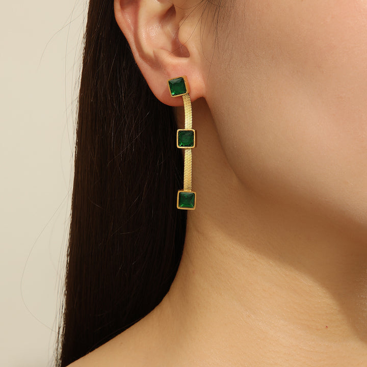 Stunning Emerald Enchantment Gold Earrings - Reet Pehal