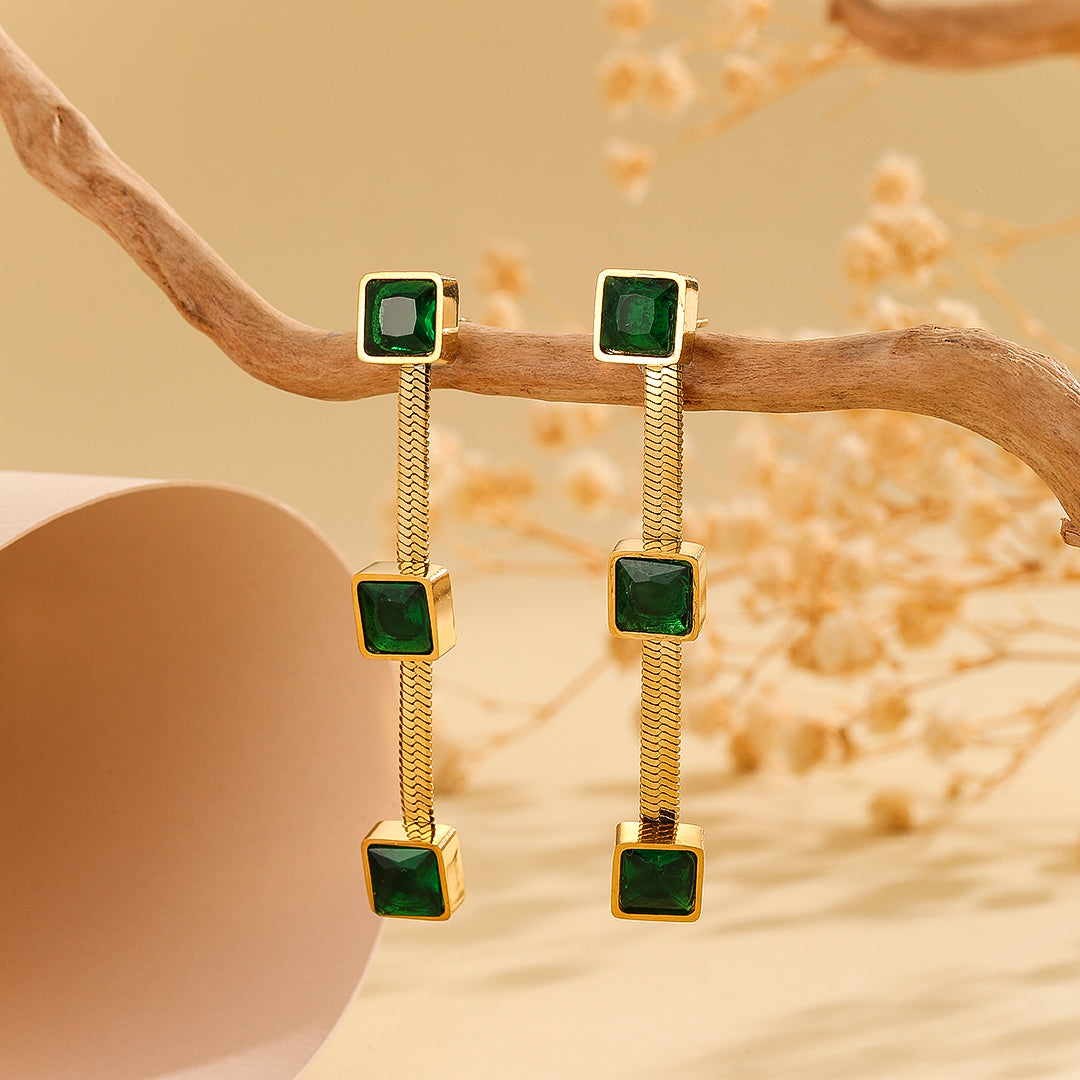 Stunning Emerald Enchantment Gold Earrings - Reet Pehal