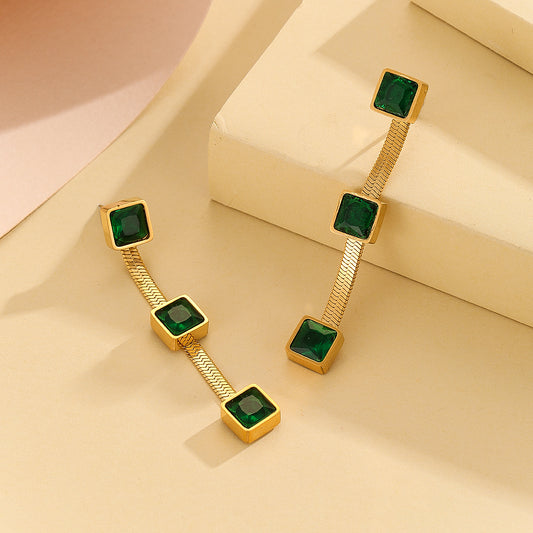 Stunning Emerald Enchantment Gold Earrings - Reet Pehal
