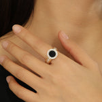 Load image into Gallery viewer, Glamorous Golden Onyx Halo Ring - Reet Pehal
