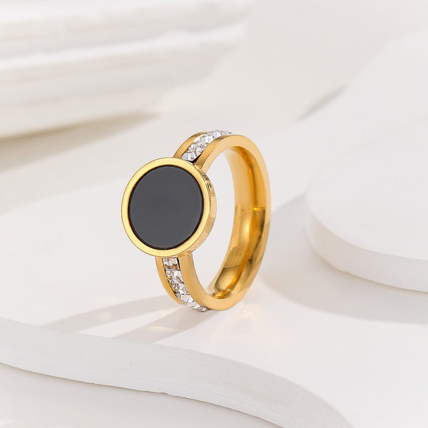 Gleaming Black-Onyx Circle Ring - Reet Pehal