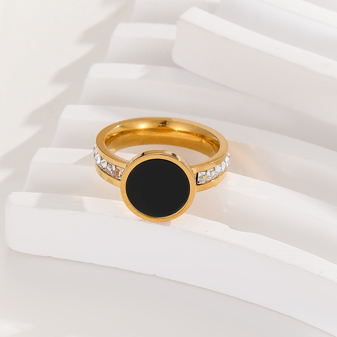 Gleaming Black-Onyx Circle Ring - Reet Pehal