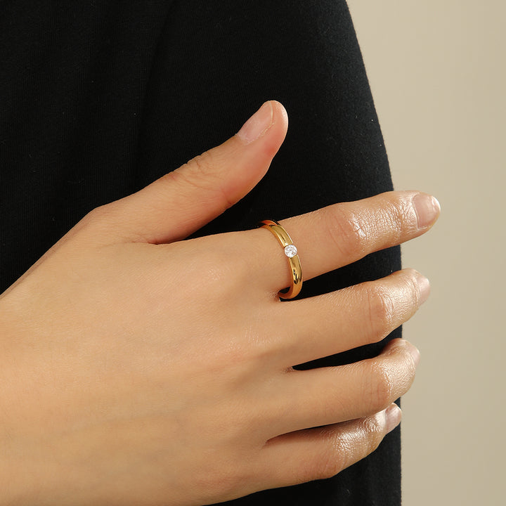 Minimalist Golden Round Solitaire Ring - Reet Pehal