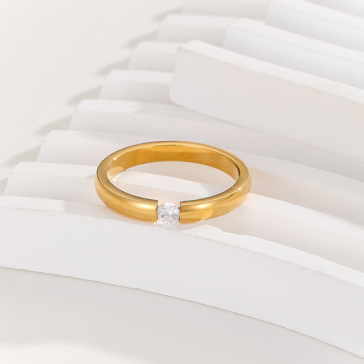 Minimalist Golden Round Solitaire Ring - Reet Pehal