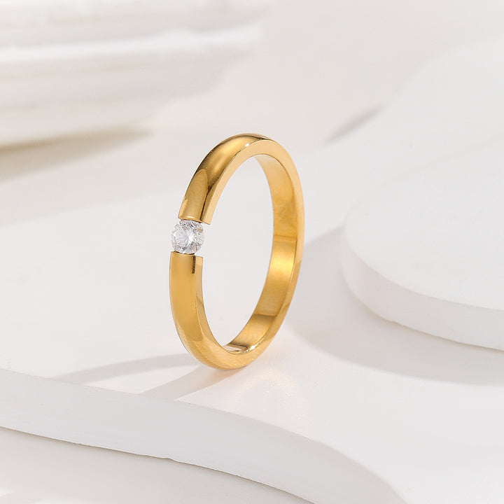 Minimalist Golden Round Solitaire Ring - Reet Pehal