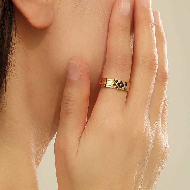 Sleek golden Starry Clover Duo Ring - Reet Pehal