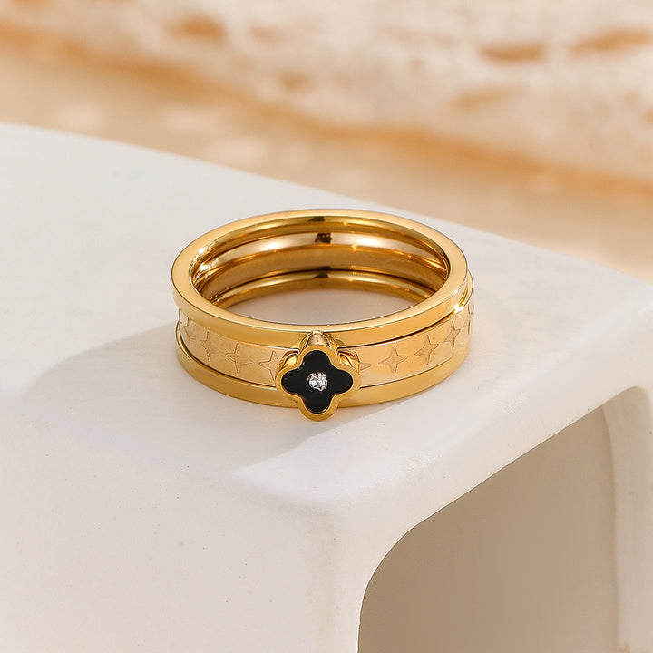 Sleek golden Starry Clover Duo Ring - Reet Pehal