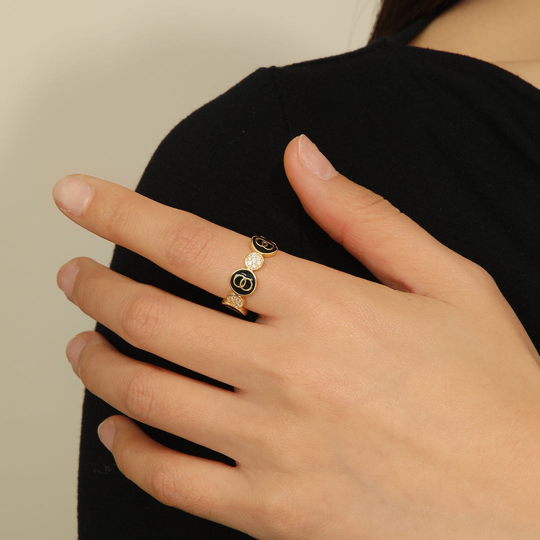 Sparkling Golden Onyx Orbit Ring - Reet Pehal