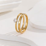 Load image into Gallery viewer, Elegant Golden Halo V Ring - Reet Pehal
