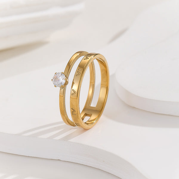 Elegant Golden Halo V Ring - Reet Pehal