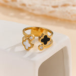 Load image into Gallery viewer, Stylish golden Clover Contrast Ring - Reet Pehal
