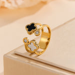 Load image into Gallery viewer, Stylish golden Clover Contrast Ring - Reet Pehal
