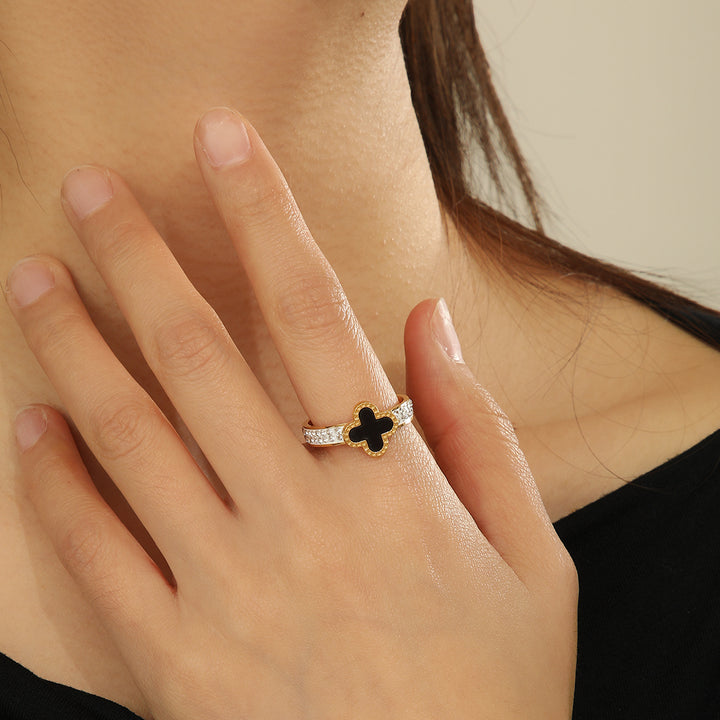 Stylish Golden Onyx Bloom Ring - Reet Pehal