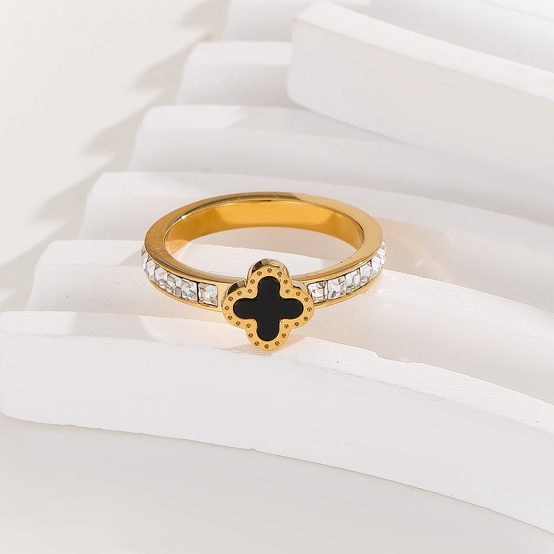 Stylish Golden Onyx Bloom Ring - Reet Pehal