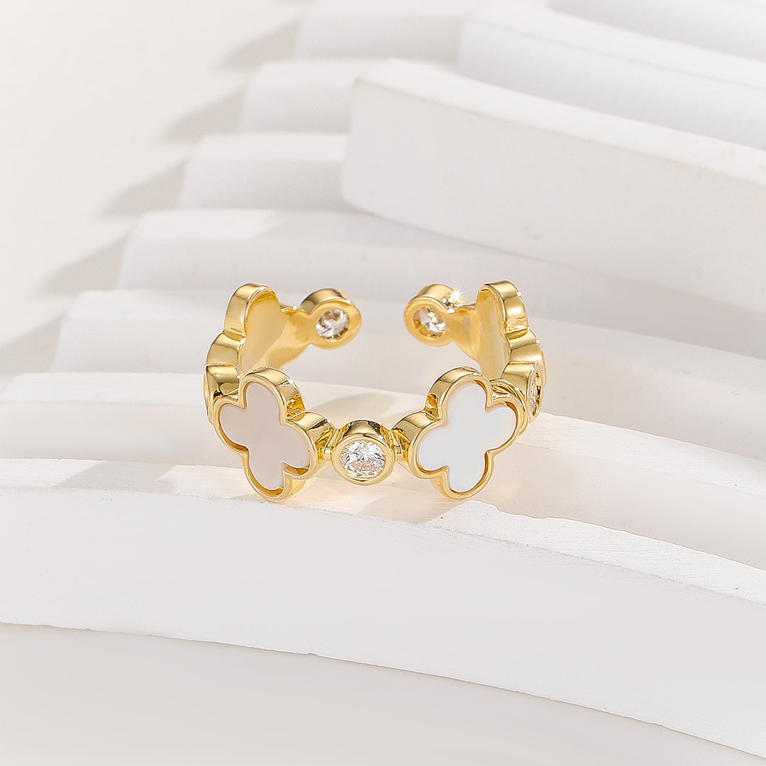 Adjustable Golden Clover  Loop Ring - Reet Pehal