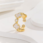 Load image into Gallery viewer, Adjustable Golden Clover  Loop Ring - Reet Pehal
