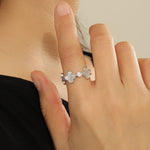 Load image into Gallery viewer, Adjustable Silver Clover Loop Ring - Reet Pehal
