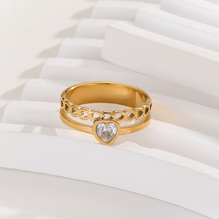 Lavish Golden Heart carve Ring - Reet Pehal