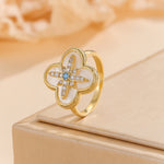 Load image into Gallery viewer, Intricate Golden Clover Azure Ring - Reet Pehal
