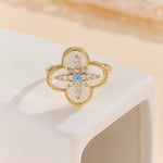 Load image into Gallery viewer, Intricate Golden Clover Azure Ring - Reet Pehal
