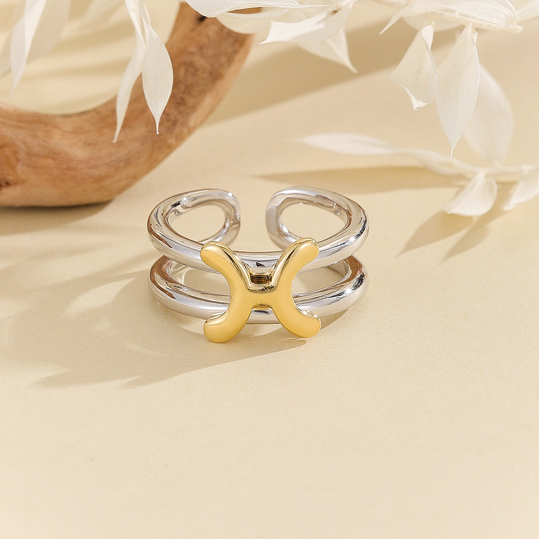 Sleek Silver-Gold Intertwined Ring - Reet Pehal