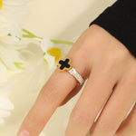 Load image into Gallery viewer, Stylish golden Clover Noir Ring - Reet Pehal
