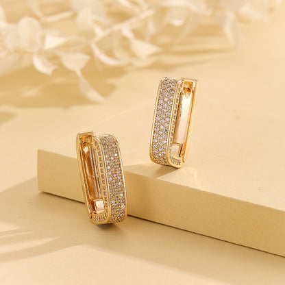 Trendy Golden Rectangular Diamond Studs - Reet Pehal