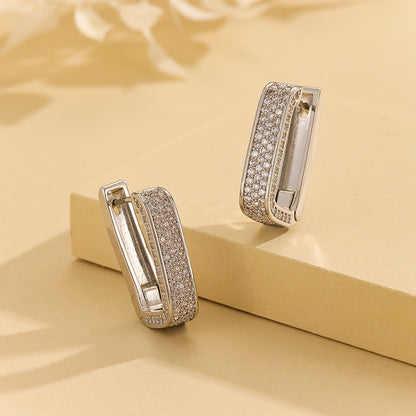 Trendy Silver Rectangular Diamond Studs - Reet Pehal