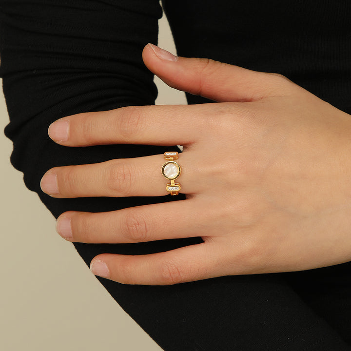 Charming Golden Circle Onyx Ring - Reet Pehal