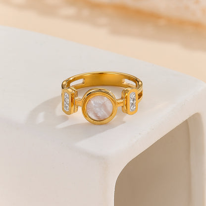 Charming Golden Circle Onyx Ring - Reet Pehal