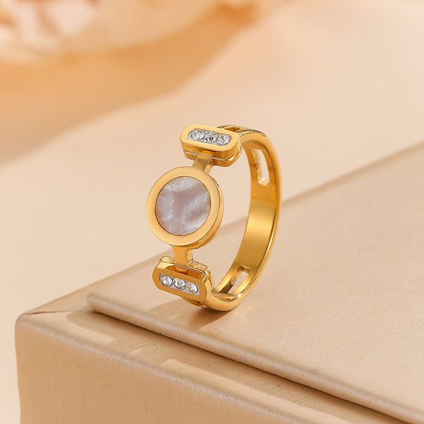 Charming Golden Circle Onyx Ring - Reet Pehal