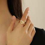 Load image into Gallery viewer, Elegant Golden Heart Halo Ring - Reet Pehal
