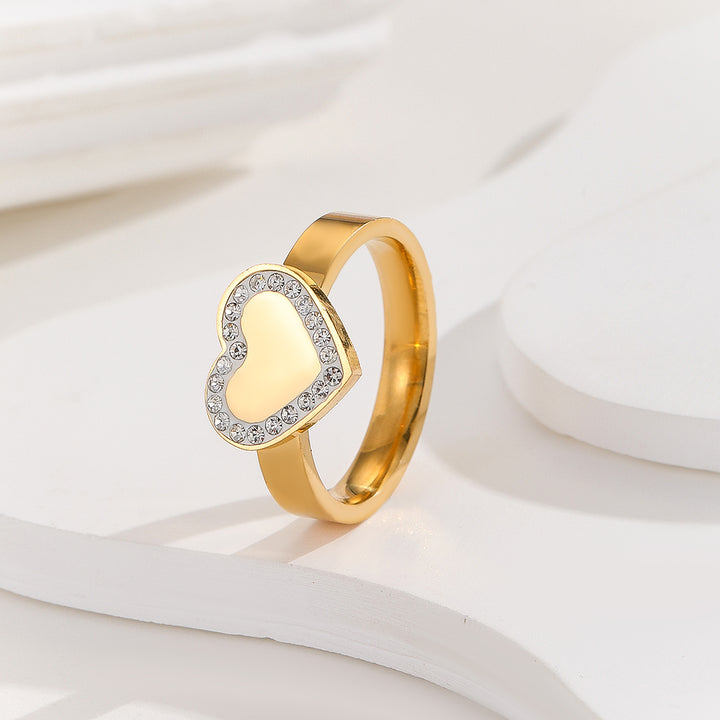 Elegant Golden Heart Halo Ring - Reet Pehal