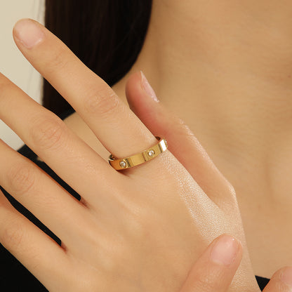 Pretty Golden Sleek Eclat Ring - Reet Pehal