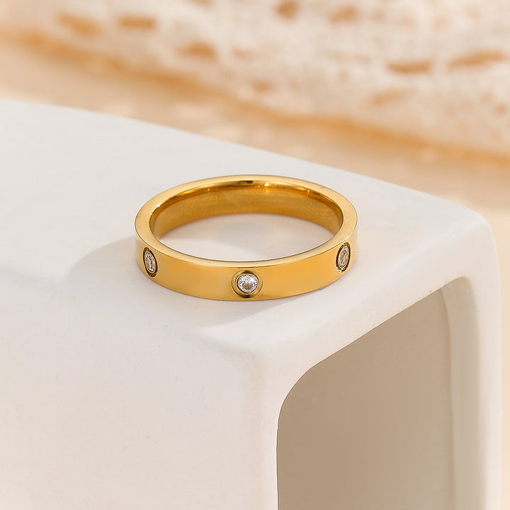 Pretty Golden Sleek Eclat Ring - Reet Pehal