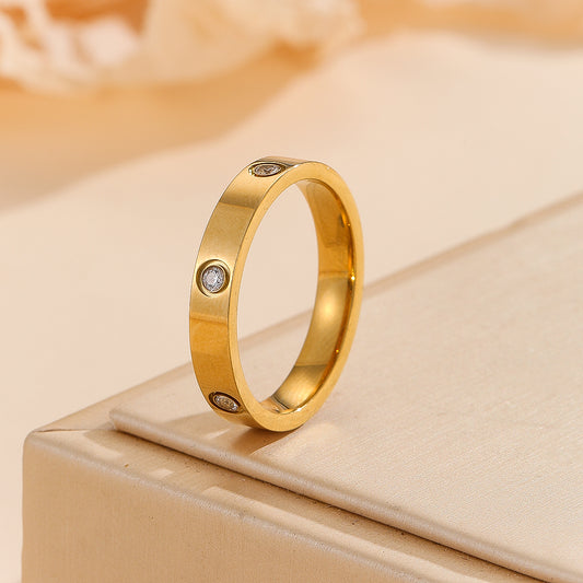 Pretty Golden Sleek Eclat Ring - Reet Pehal