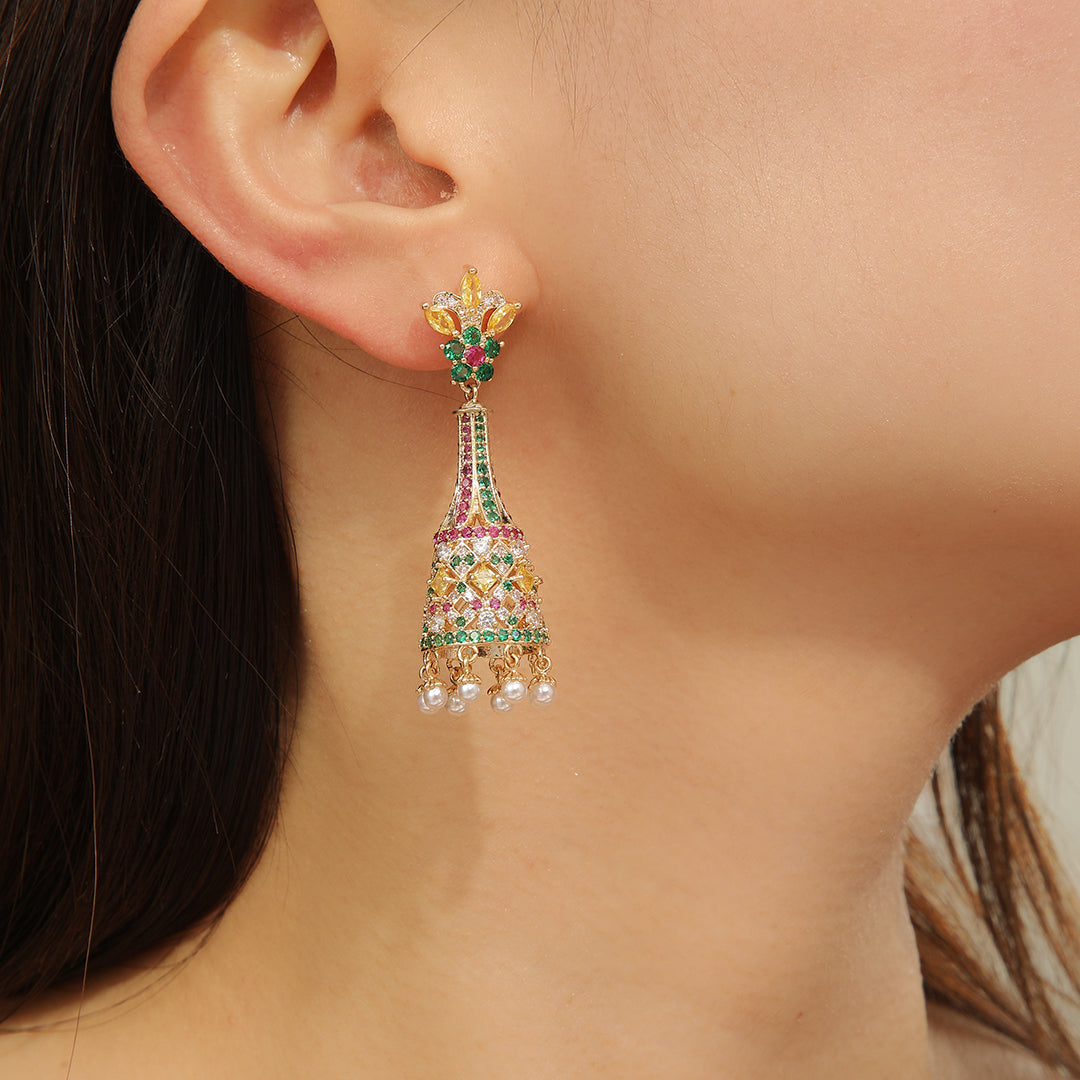 Majestic Marvel Gold Peacock Earrings - Reet Pehal